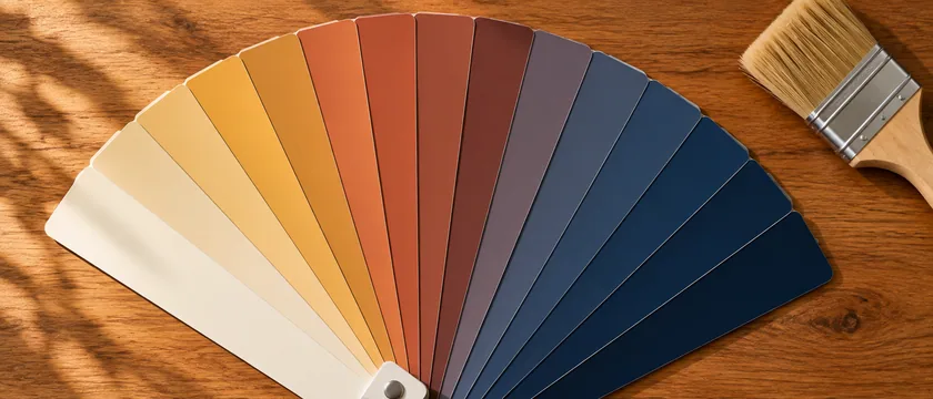 Fan decks and brushes laid out for shade selection